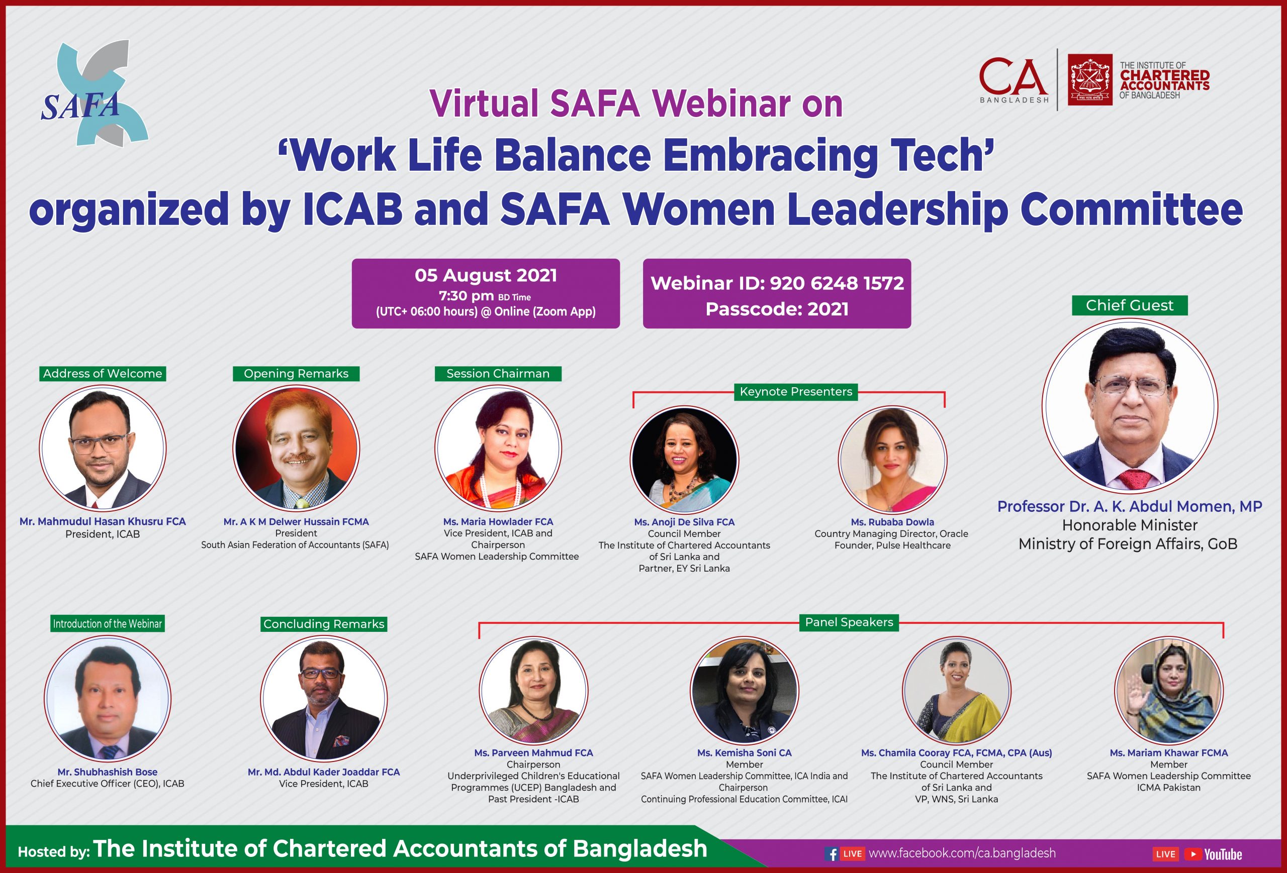 SAFA virtual Webinar on the topic ‘Work Life Balance Embracing Tech’ 